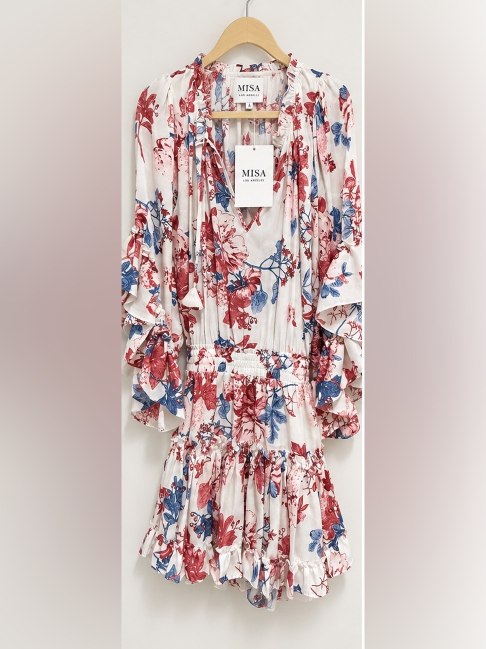 NWT MISA Los Angeles Floral Ruffle Mini Dress Size S